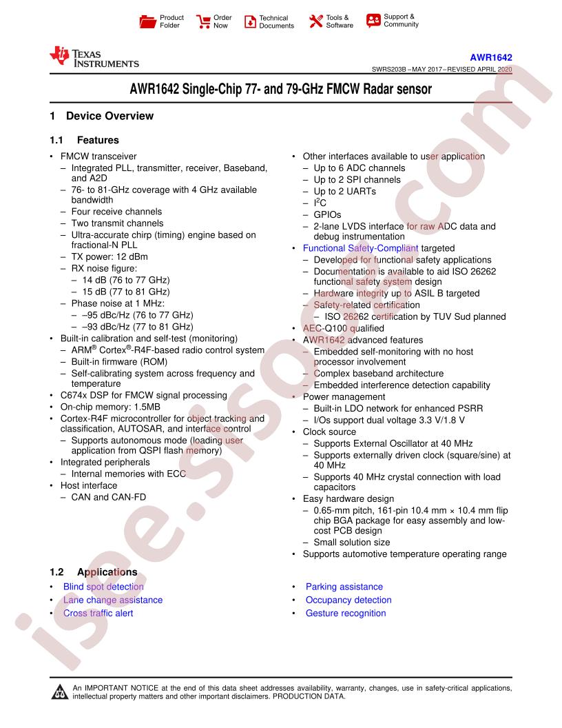 AWR1642 Datasheet