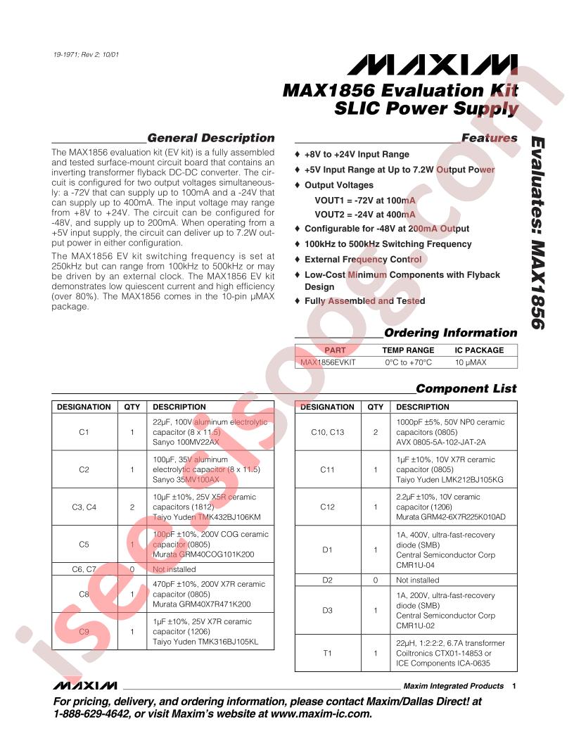 MAX1856 Evaluation Kit