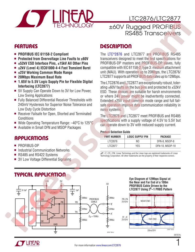 LTC2876, LTC2877 Datasheet