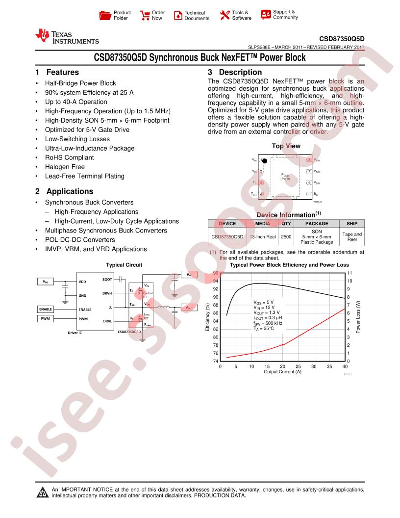 CSD87350Q5D Datasheet