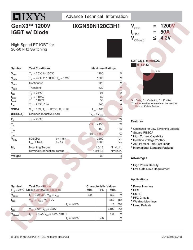 IXGN50N120C3H1