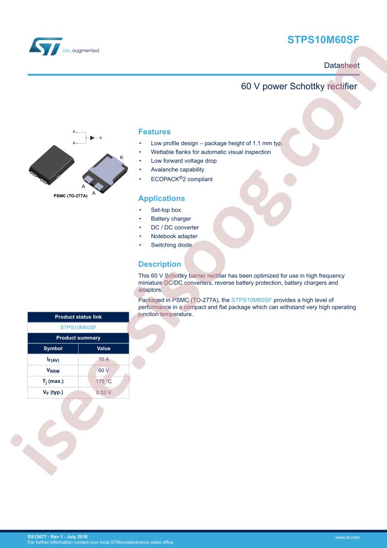 STPS10M60SF Datasheet