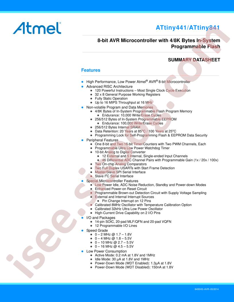 ATtiny441,841 Summary