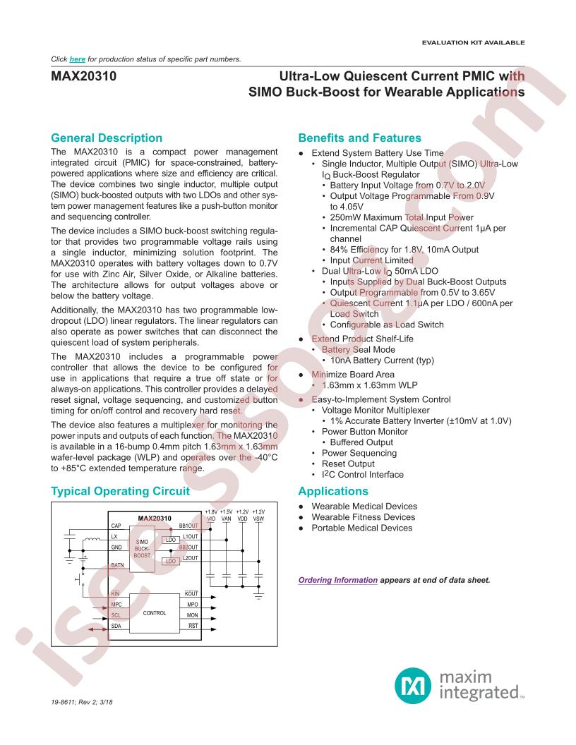 MAX20310 Abridged Datasheet