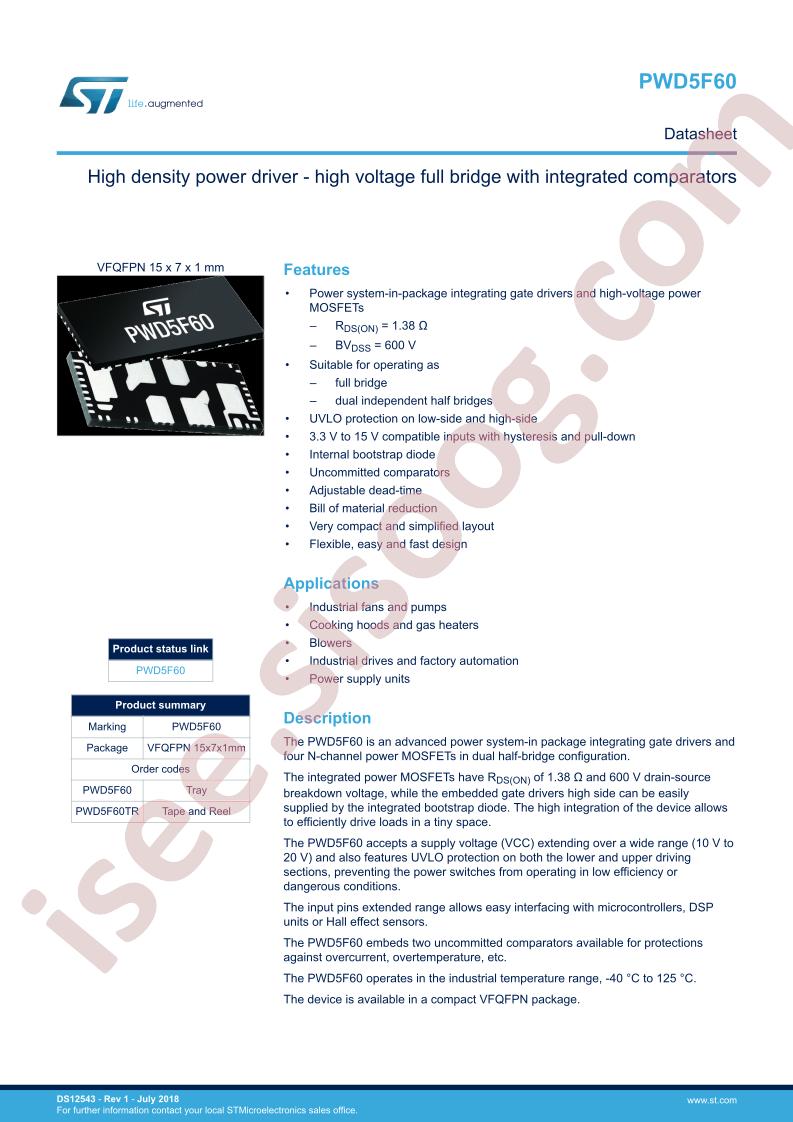 PWD5F60 Datasheet