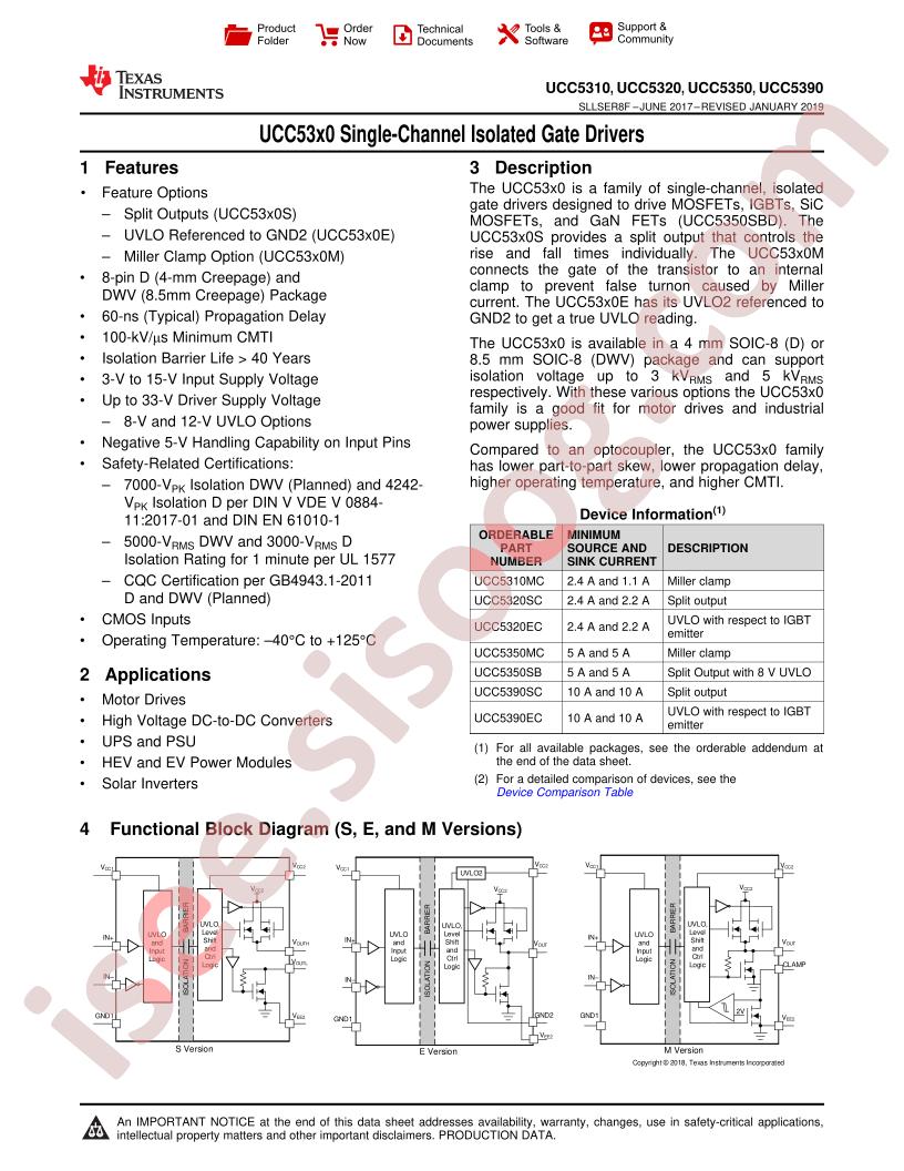 UCC5350SB Datasheet