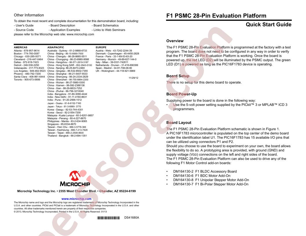 F1 PSMC 28-Pin Eval Platform Quick Start Guide