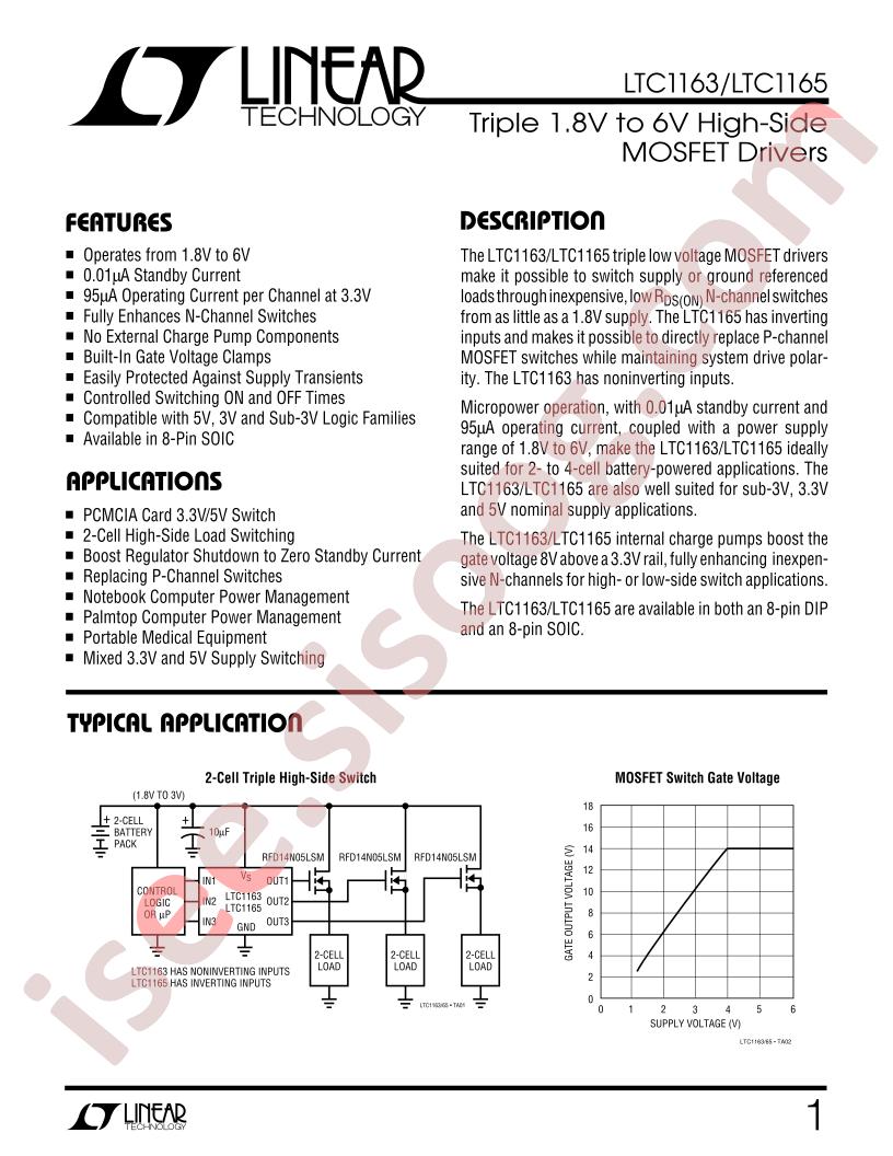 LTC1163, LTC1165 Datasheet