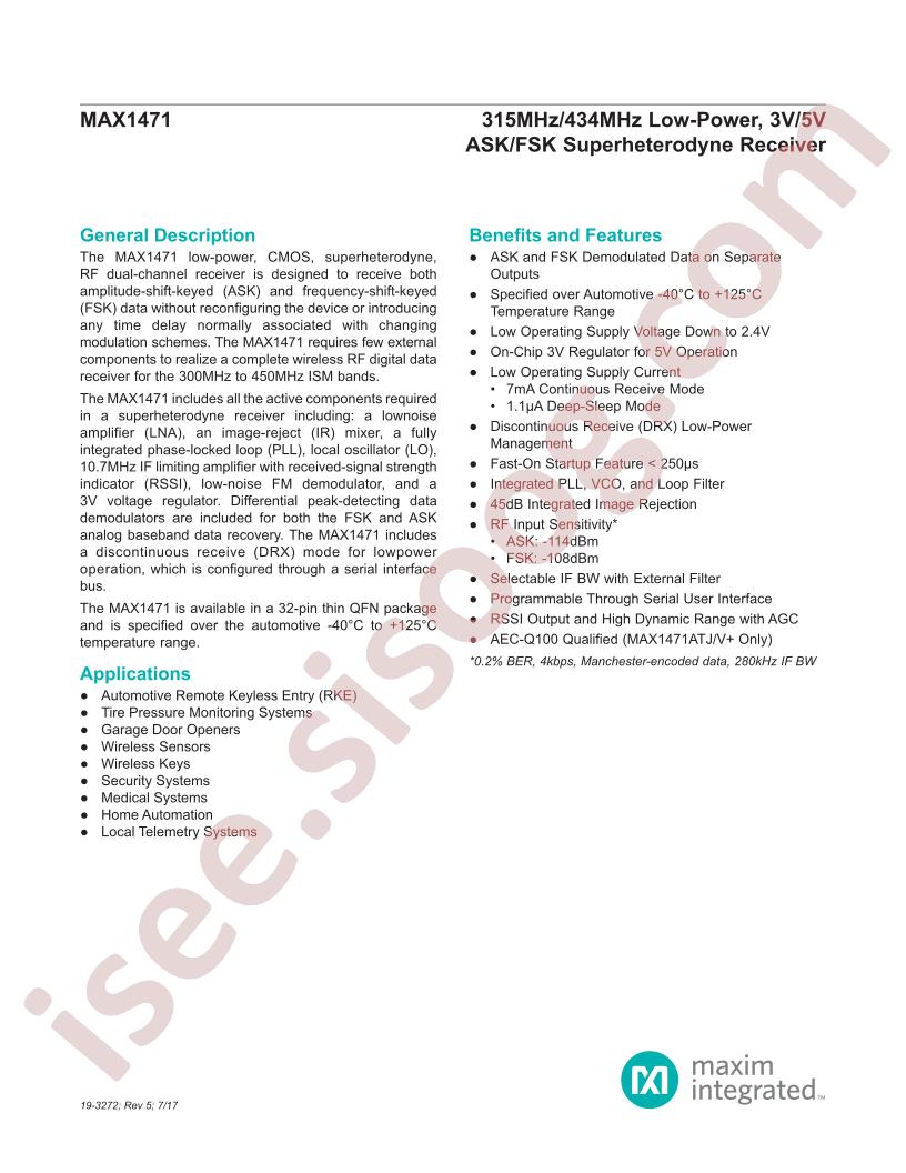 MAX1471 Series Datasheet