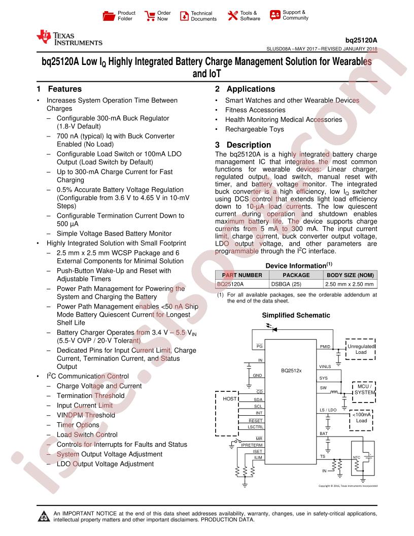 BQ25120 Datasheet