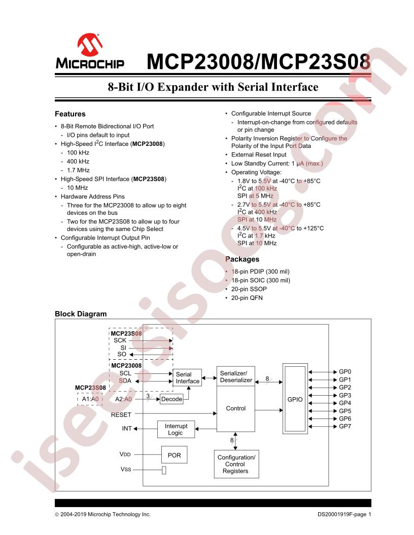 MCP23008, MCP23S08