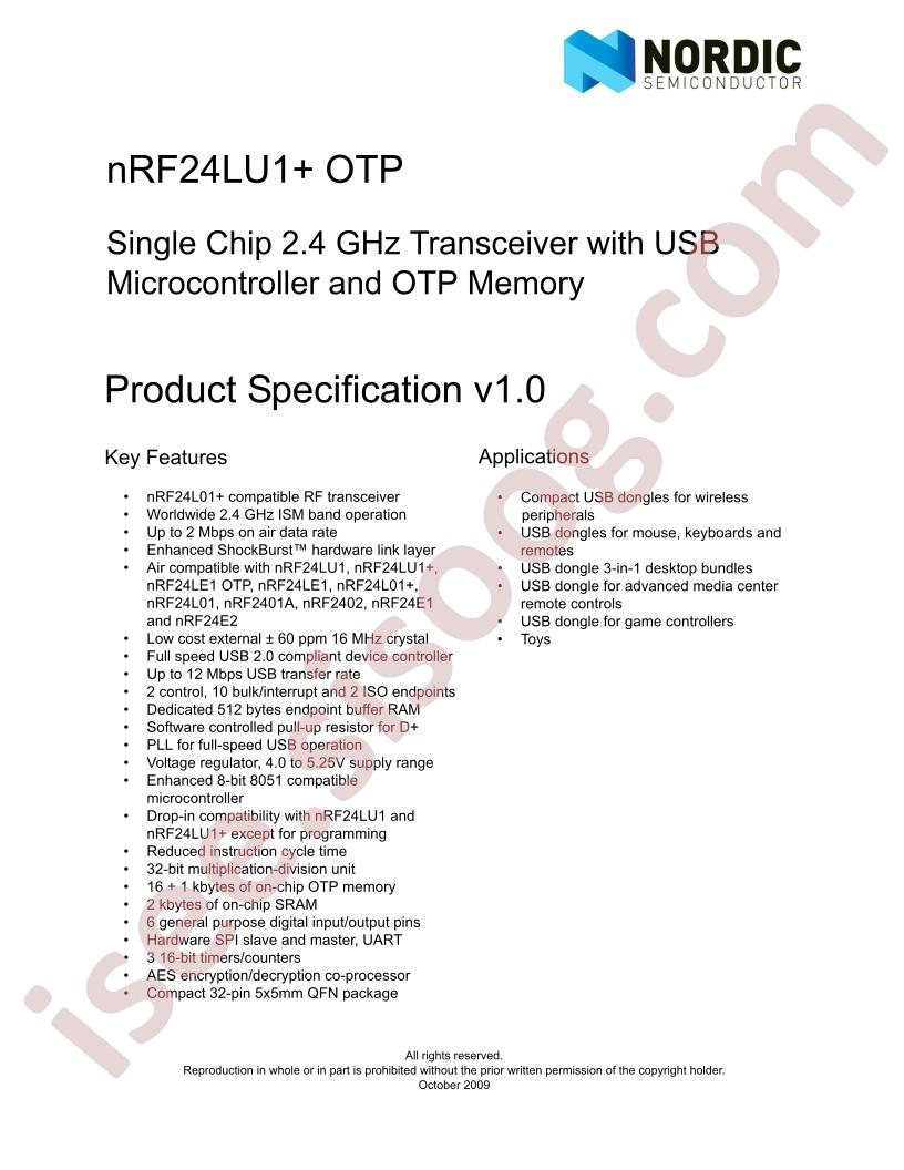 NRF24LU1+ OTP Specification