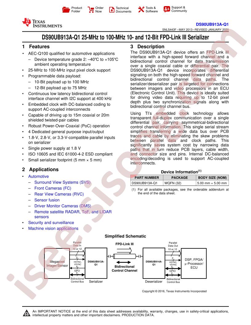 DS90UB913A-Q1 Datasheet