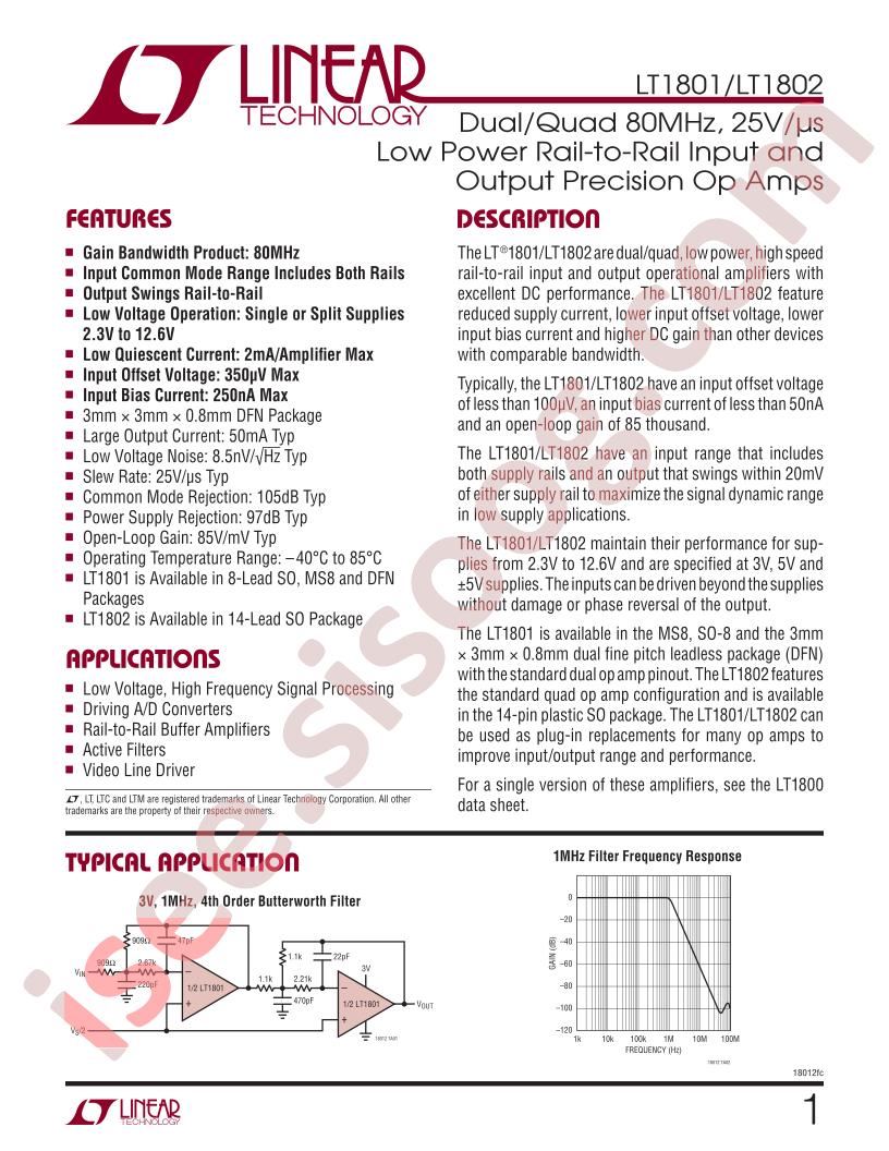 LT1801, LT1802 Datsheet