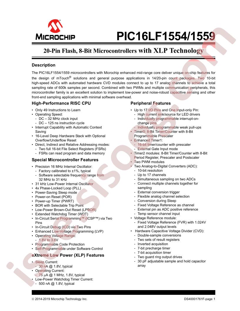 PIC16LF1554,59 Datasheet