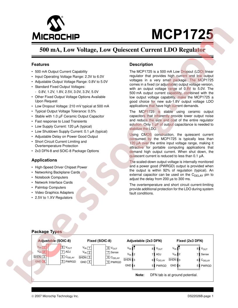 MCP1725 Datasheet