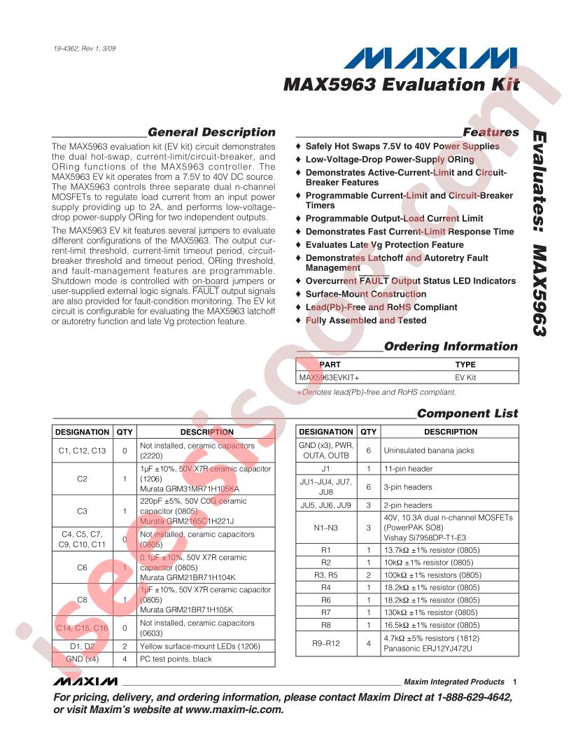 MAX5963 Evaluation Kit