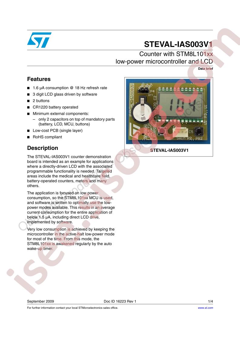 STEVAL-IAS003V1 Data Brief