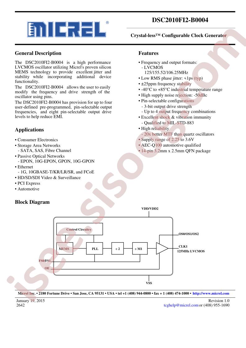 DSC2010FI2-B0004 Datasheet