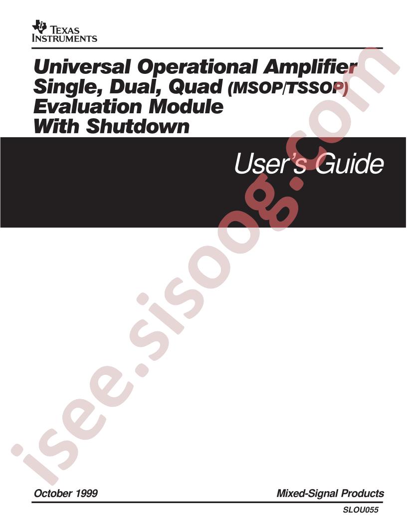 OPAMPEVM-MSOPTSSOP User Guide