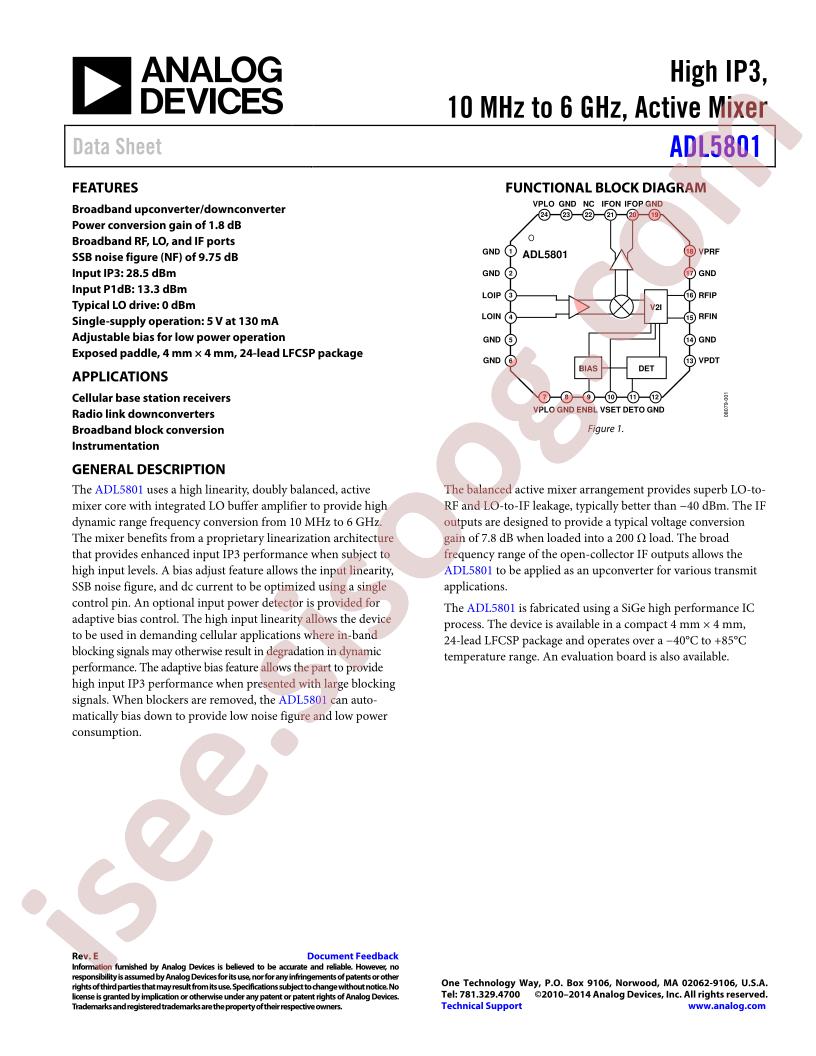 ADL5801 Datasheet