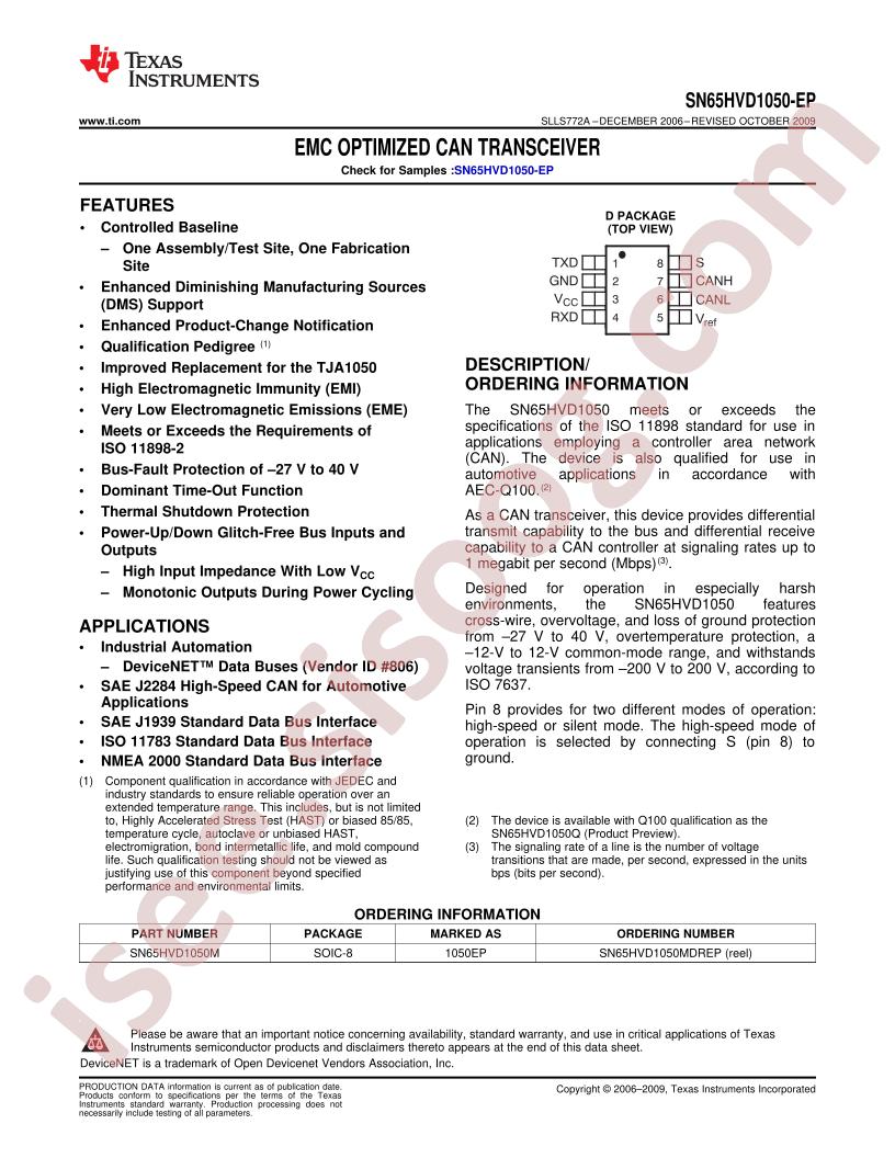 SN65HVD1050-EP