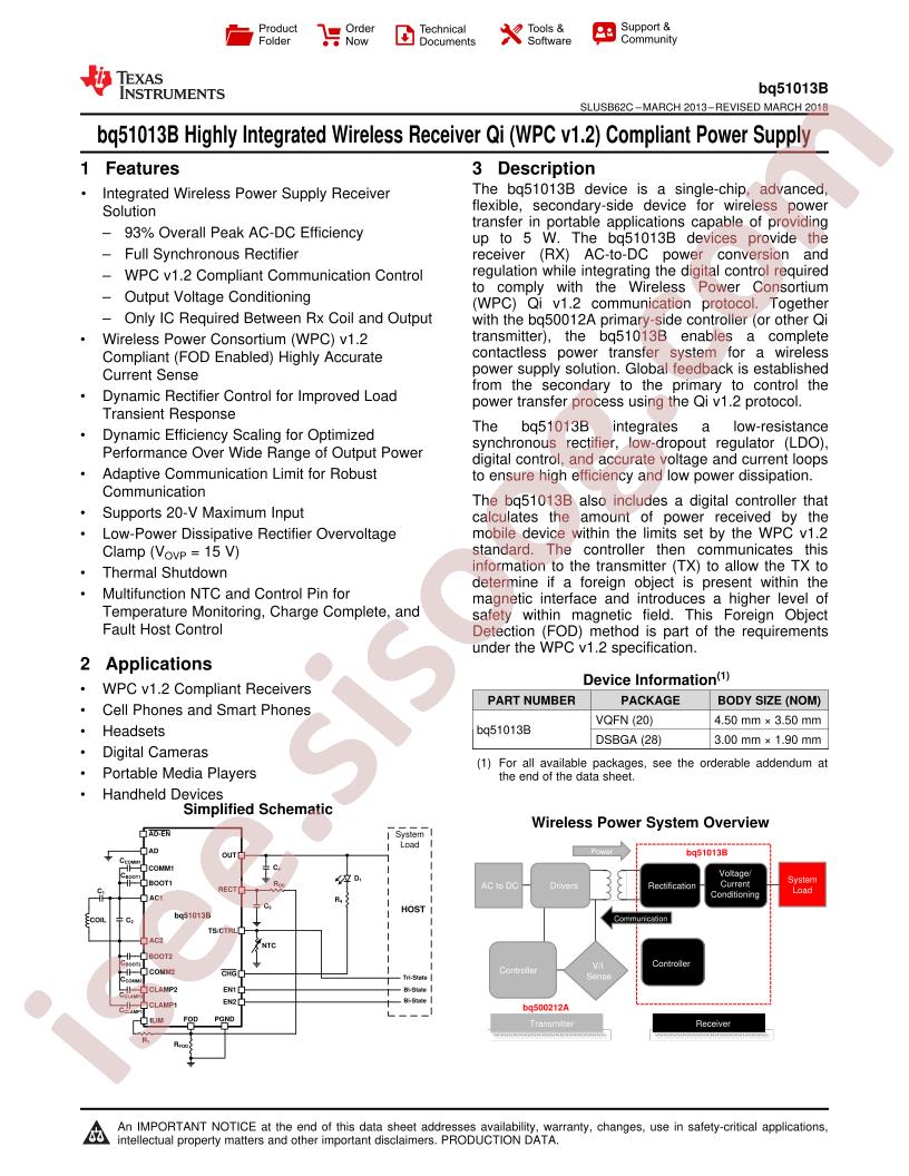 BQ51013B Datasheet