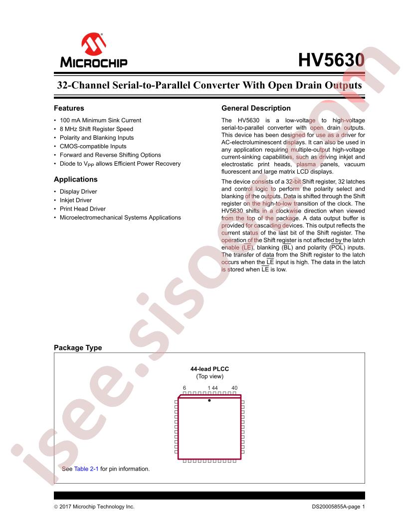 HV5630 Datasheet