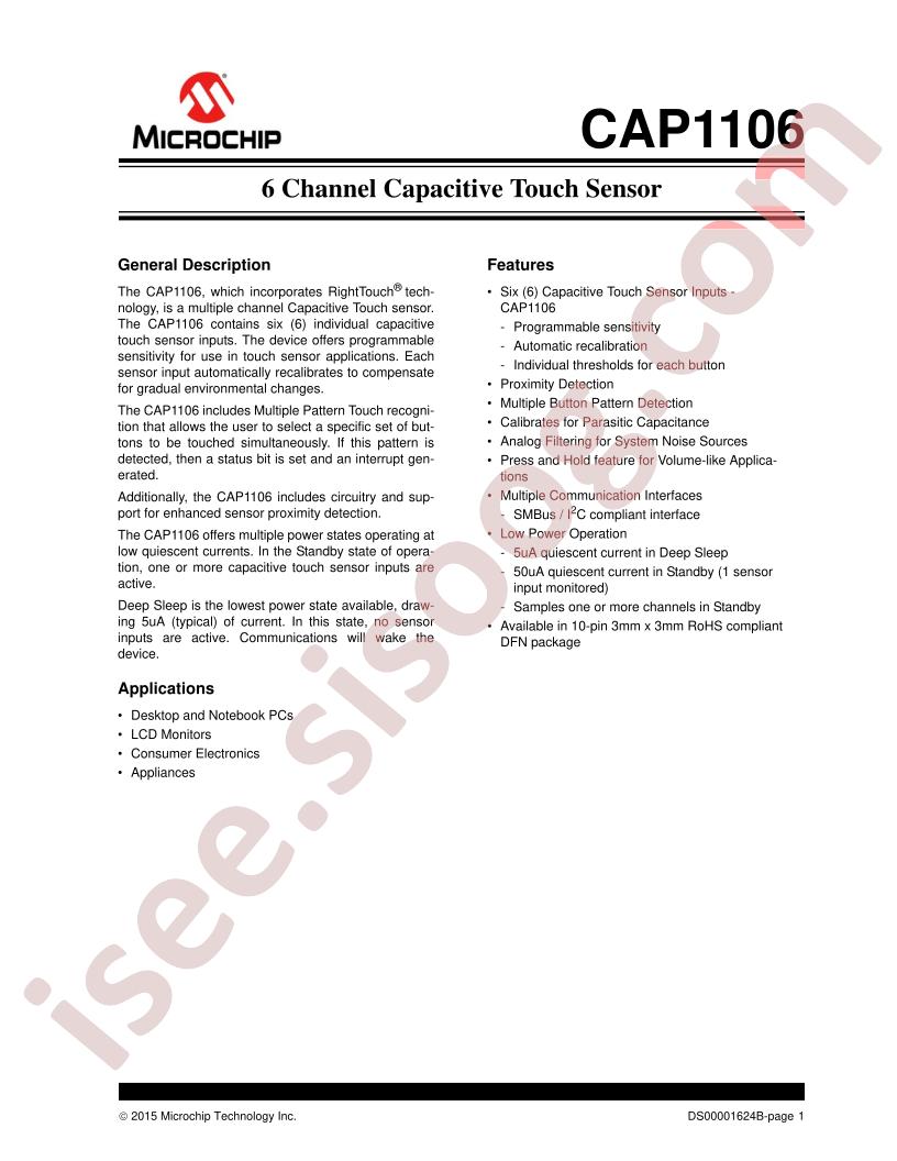 CAP1106 Datasheet