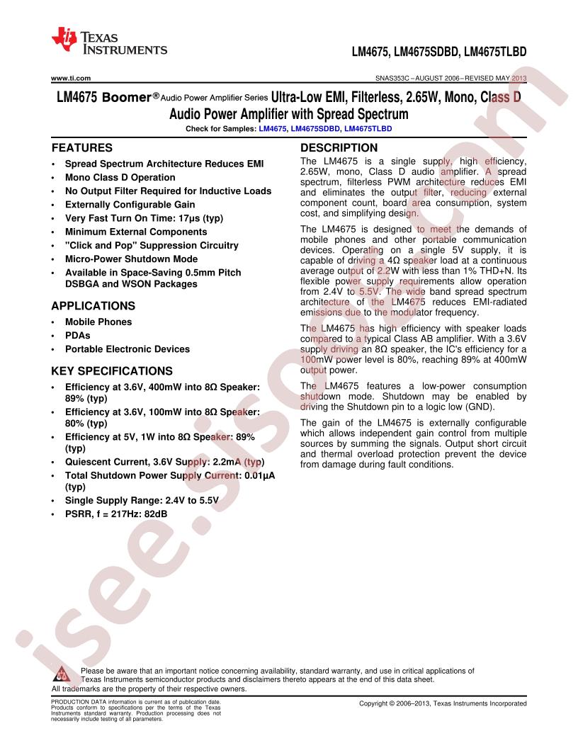 LM4675 Datasheet