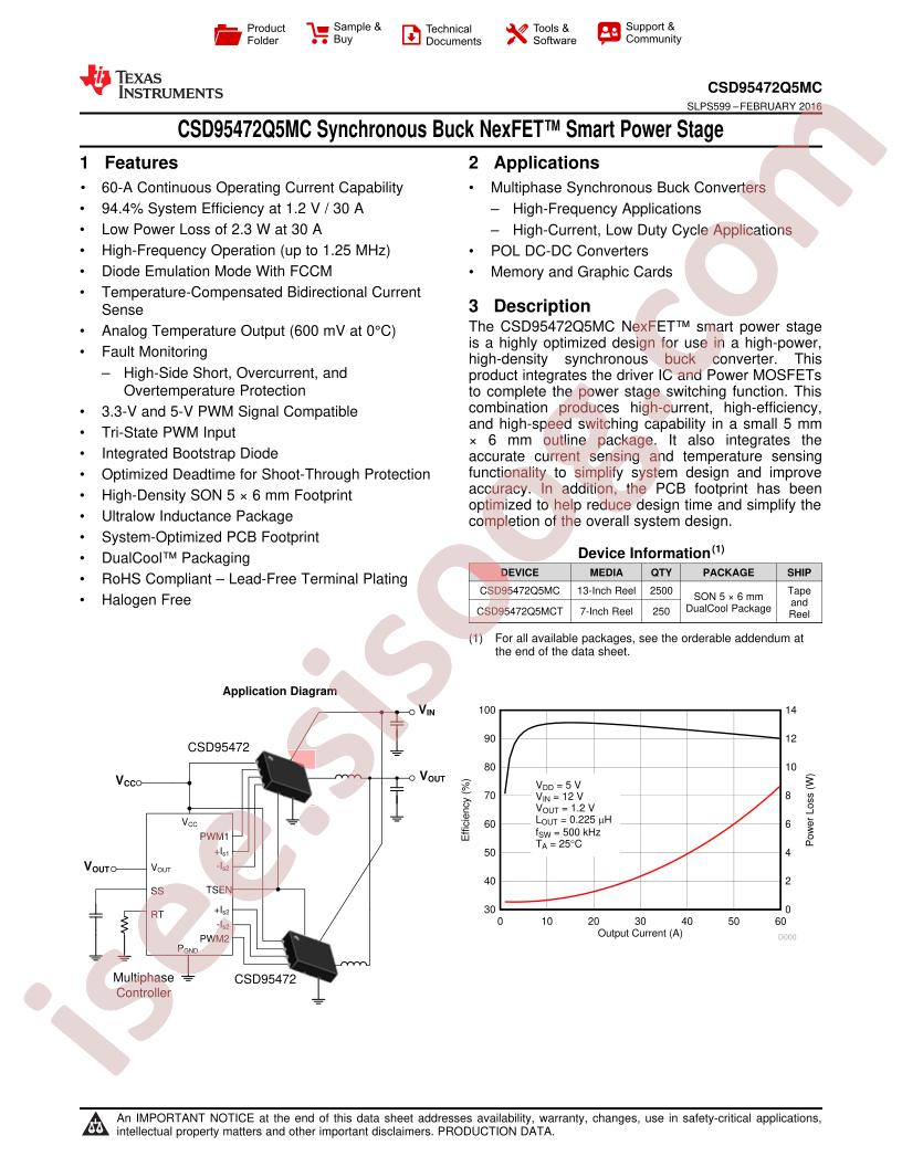 CSD95472Q5MC Datasheet