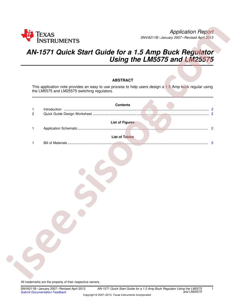 LM5575/LM25575 QS Guide