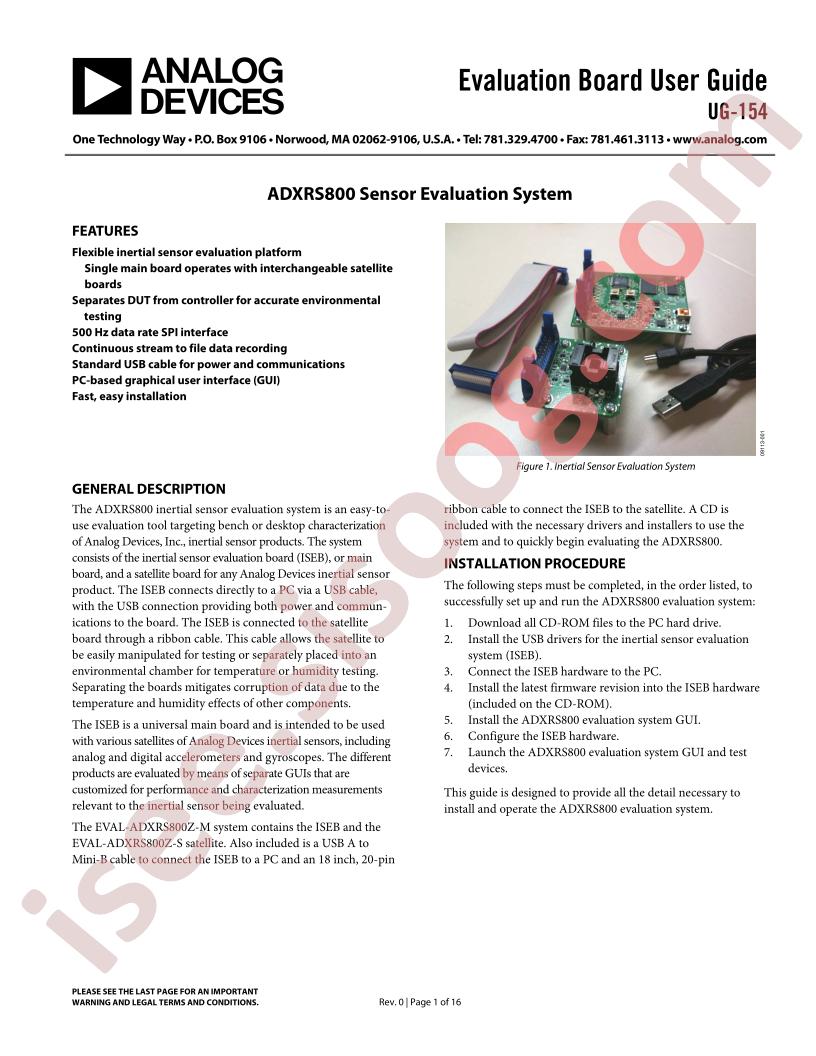 ADXRS800 Sensor Eval Board Guide