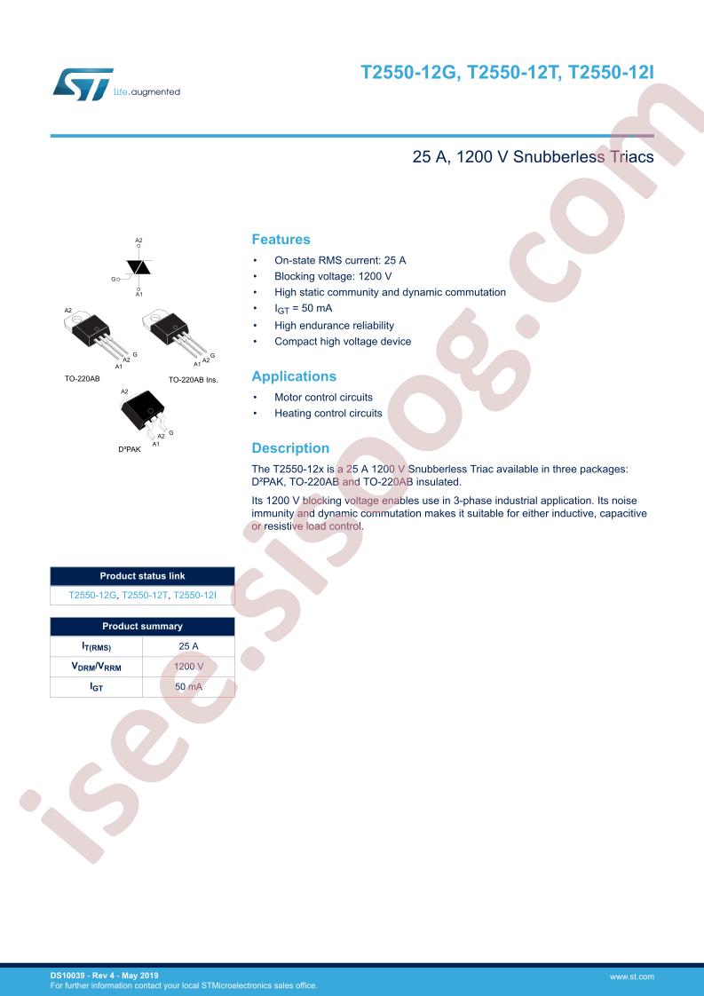 T2550-12x Datasheet