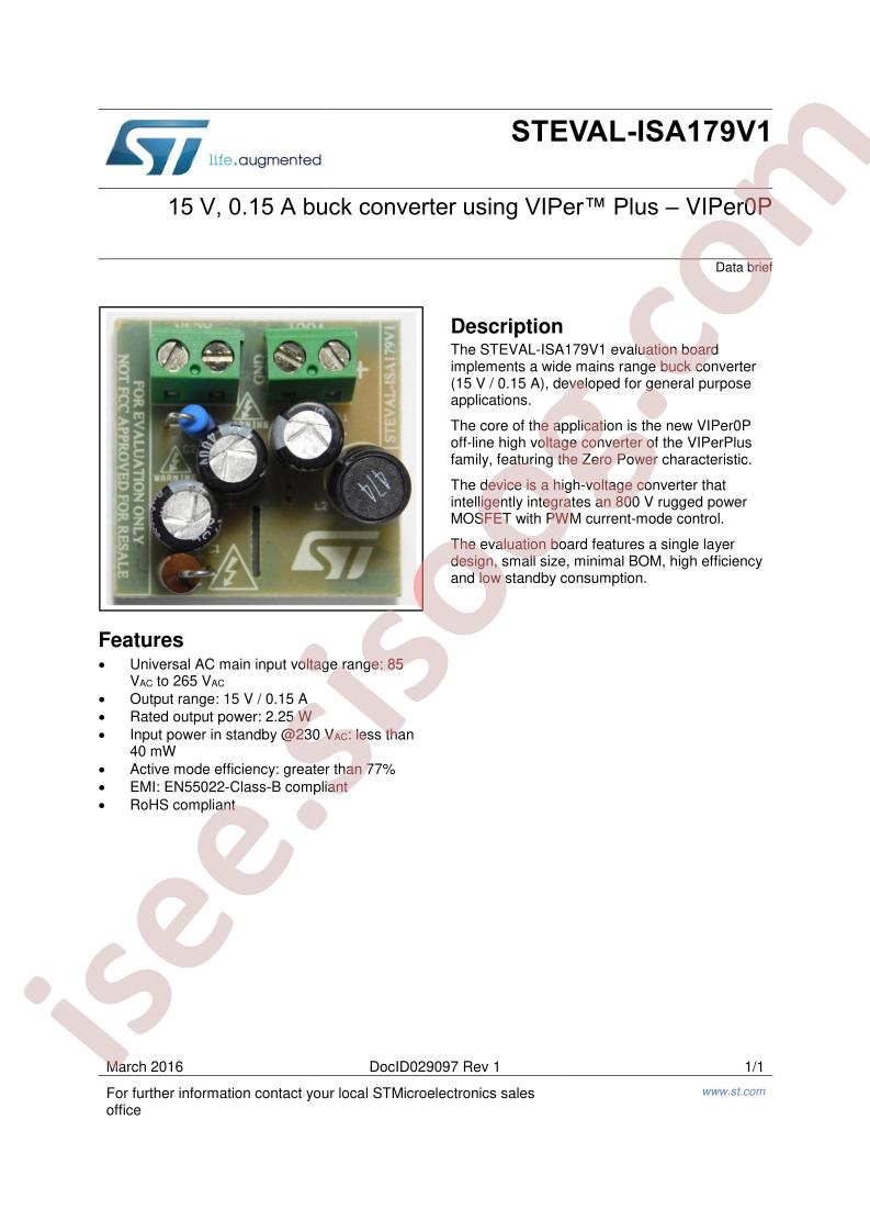 STEVAL-ISA179V1 Data Brief