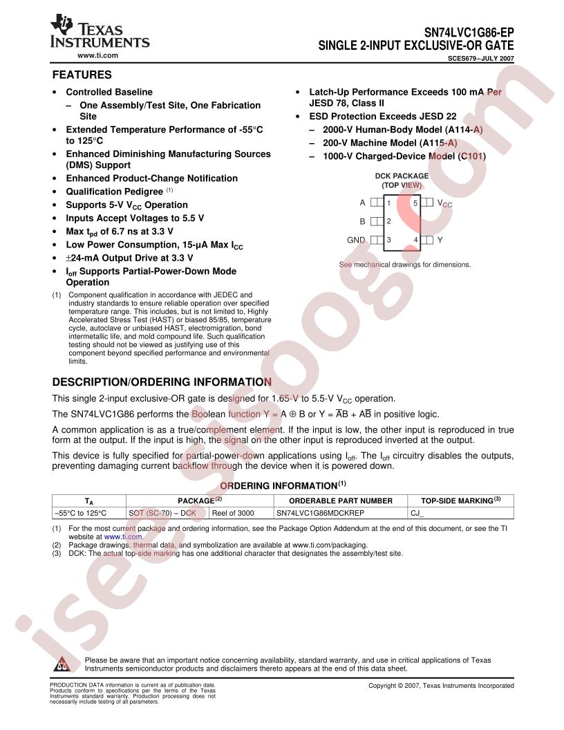 SN74LVC1G86-EP