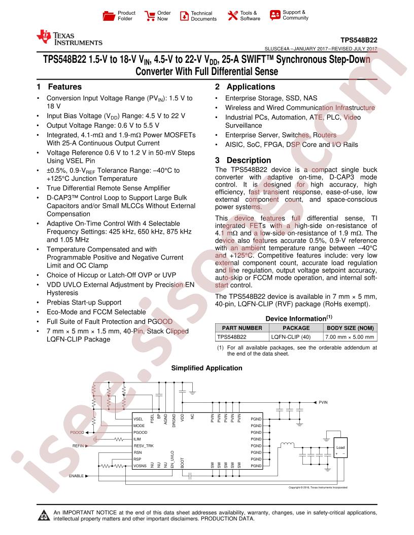 TPS548B22 Datasheet