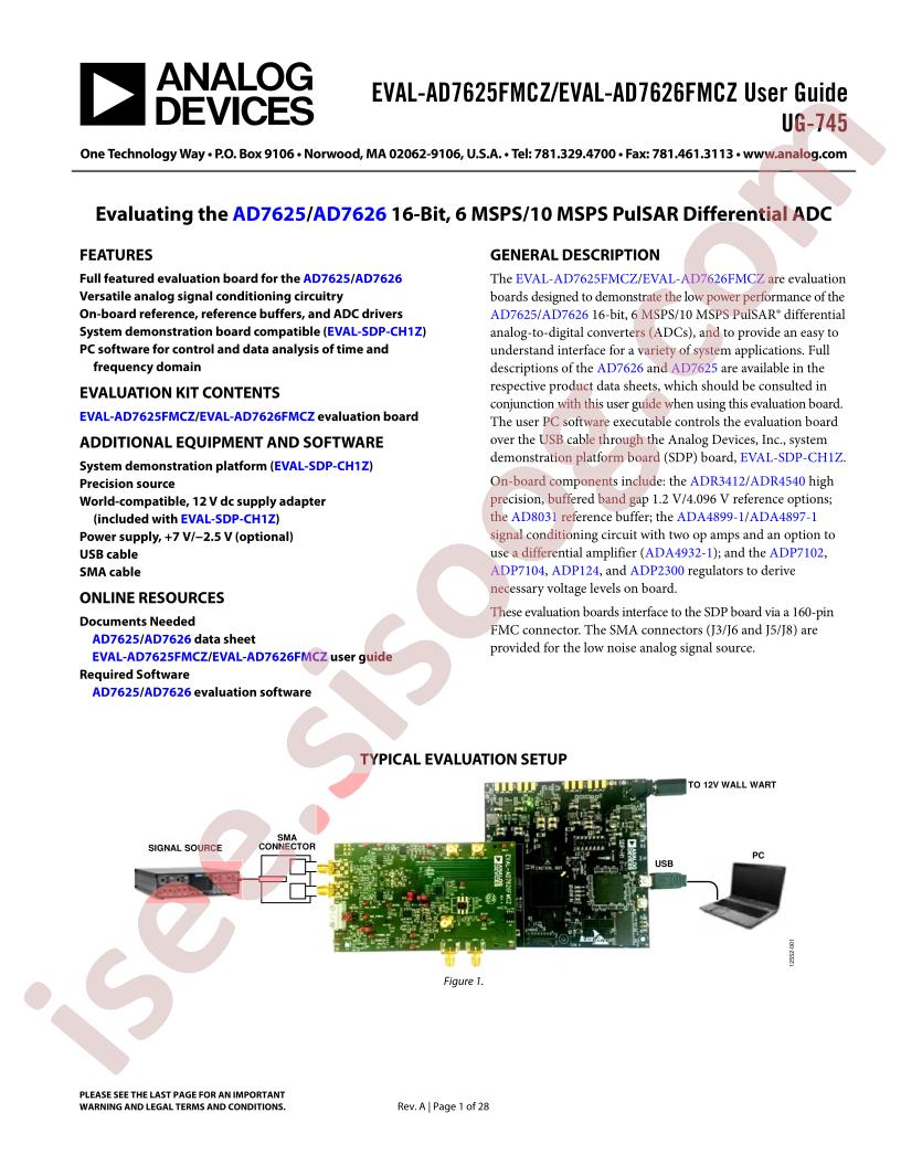 EVAL-AD7625FMCZ, EVAL-AD7626FMCZ Guide