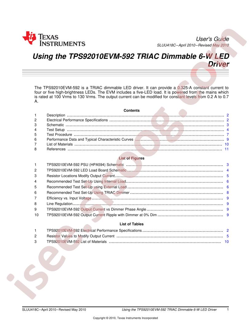 TPS92010EVM-592 User Guide