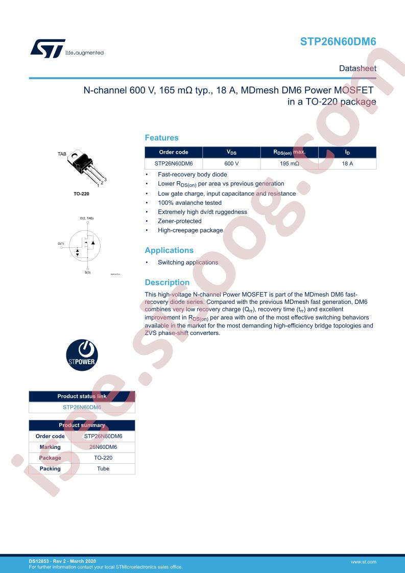 STP26N60DM6 Datasheet