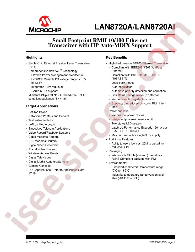 LAN8720A,AI Datasheet