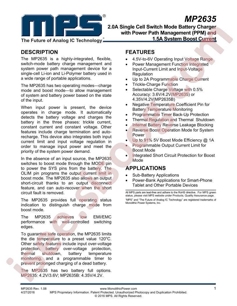 MP2635 Datasheet