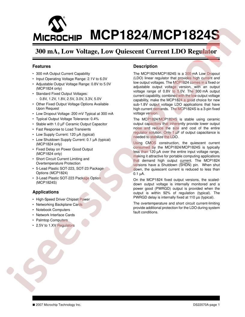 MCP1824/S Datasheet