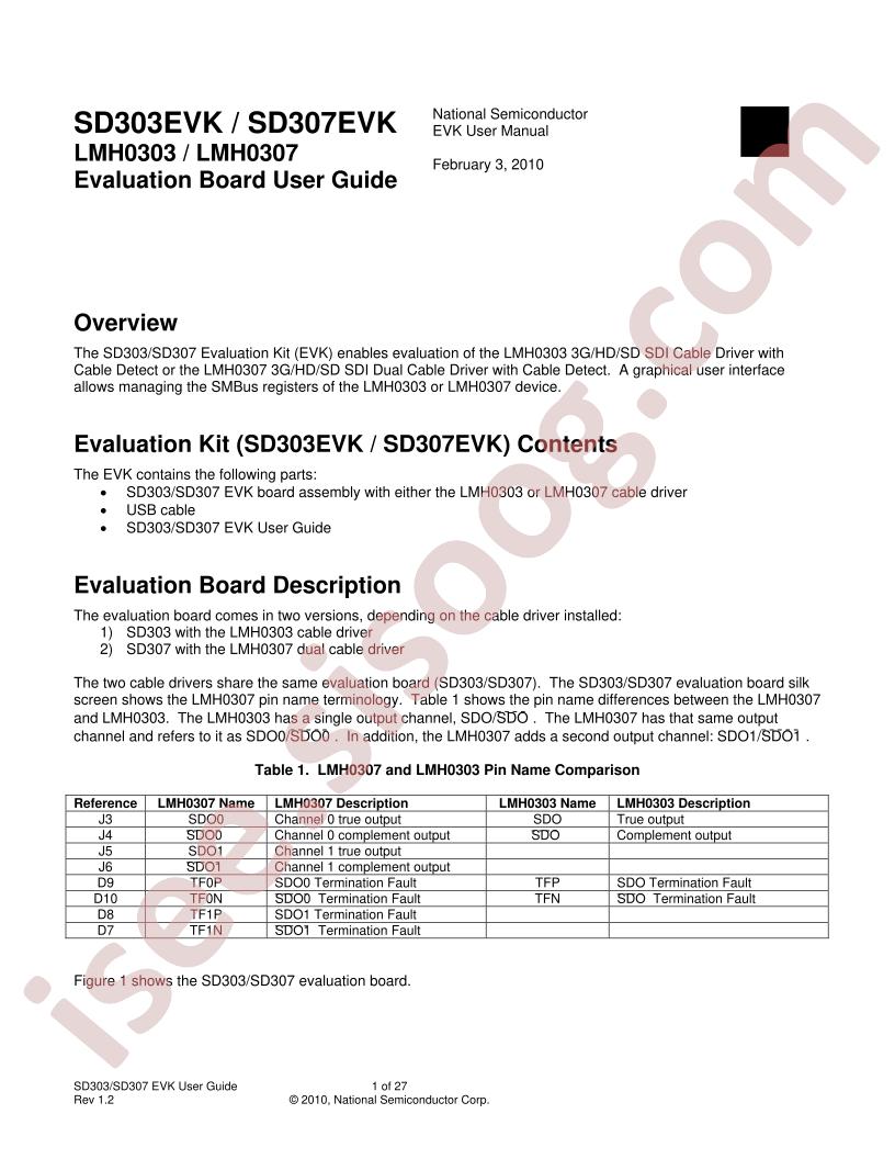 SD303/307EVK Eval Board Guide