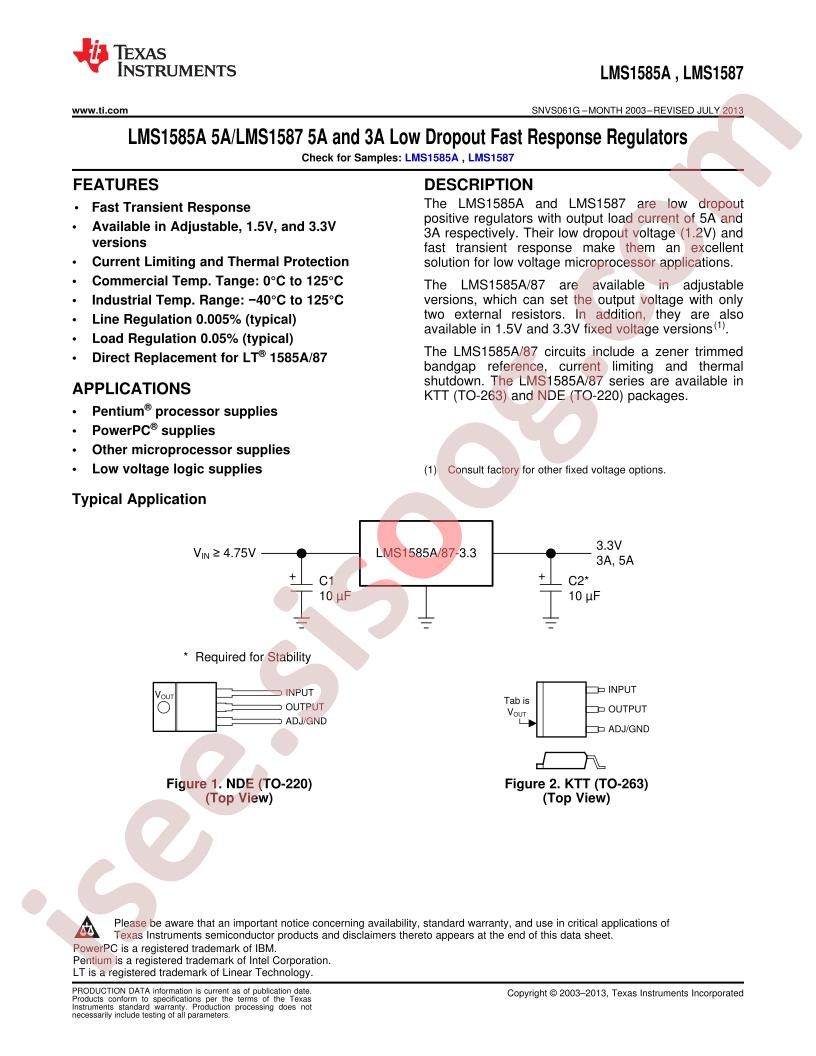 LMS1585A,1587 Datasheet