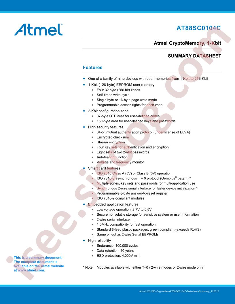 AT88SC0104C Summary