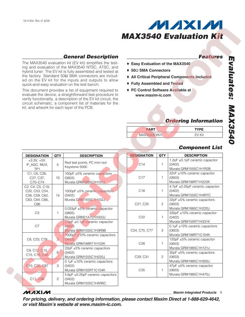 MAX3540 Eval Kit
