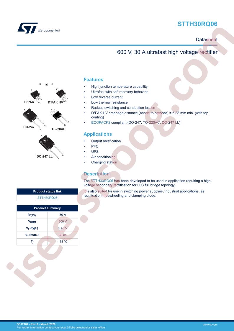 STTH30RQ06 Datasheet