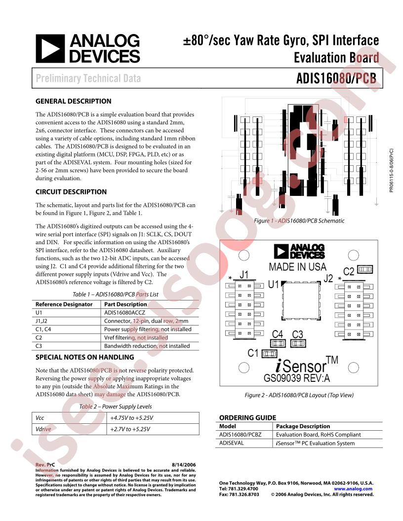 ADIS16080/PCB