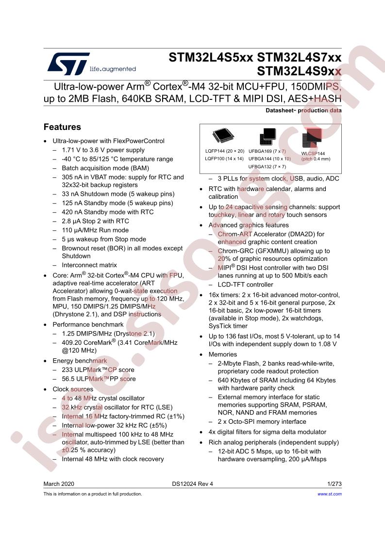 STM32L4S5xx, 4S7xx, 4S9xx